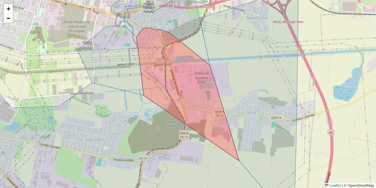 Hartă a codului poștal  și a codurilor poștale învecinate