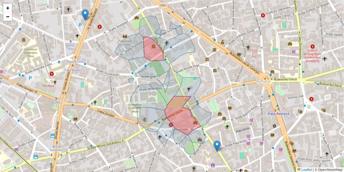 Hartă a codului poștal  și a codurilor poștale învecinate
