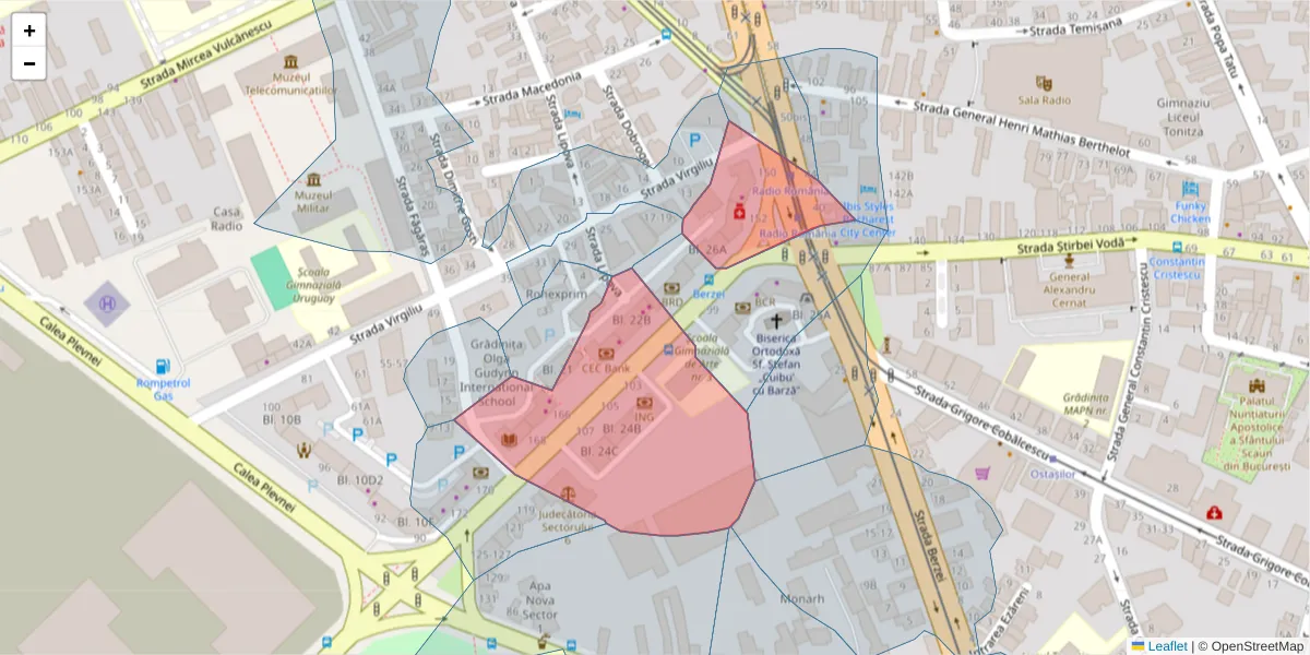Hartă a codului poștal  și a codurilor poștale învecinate