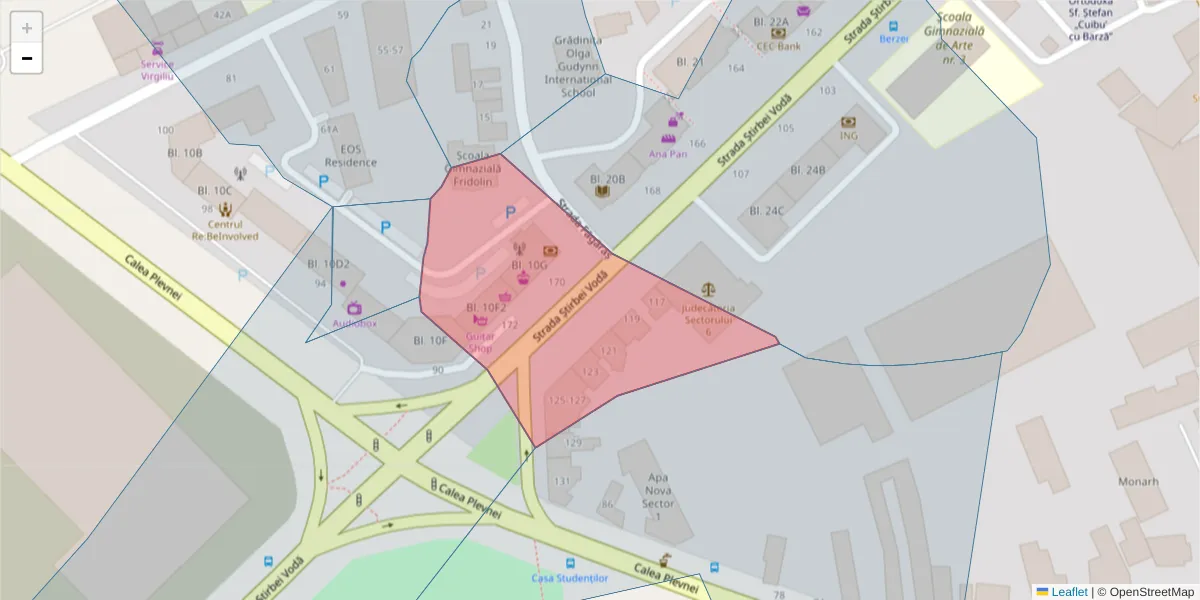 Hartă a codului poștal  și a codurilor poștale învecinate