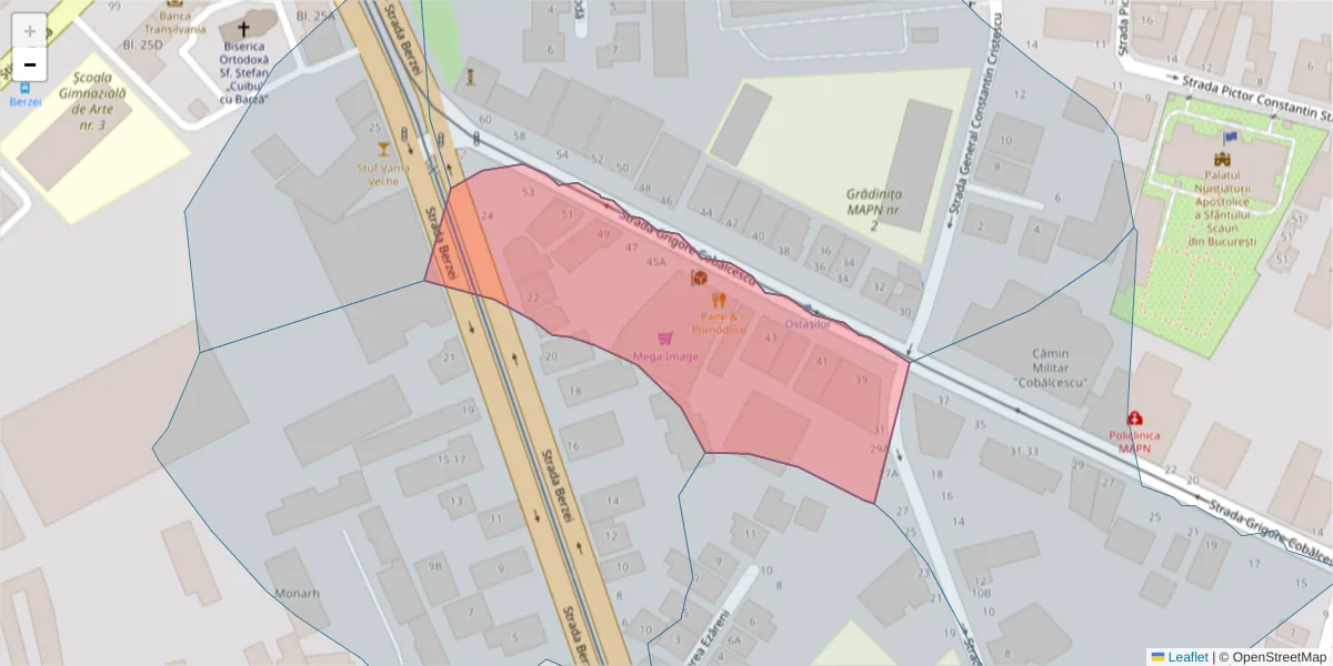 Hartă a codului poștal  și a codurilor poștale învecinate