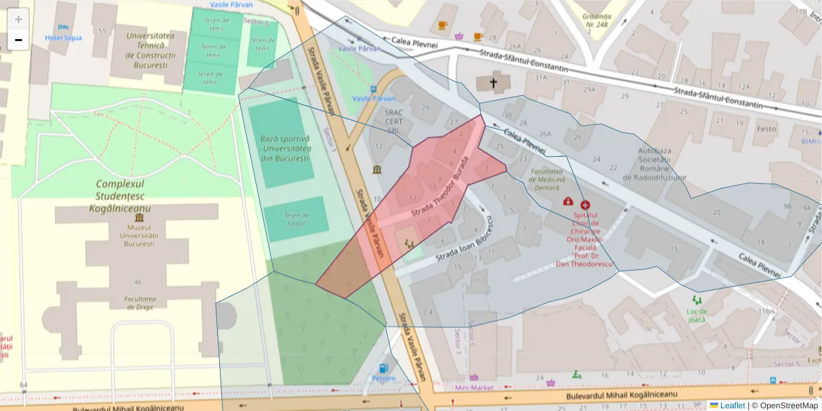 Hartă a codului poștal  și a codurilor poștale învecinate