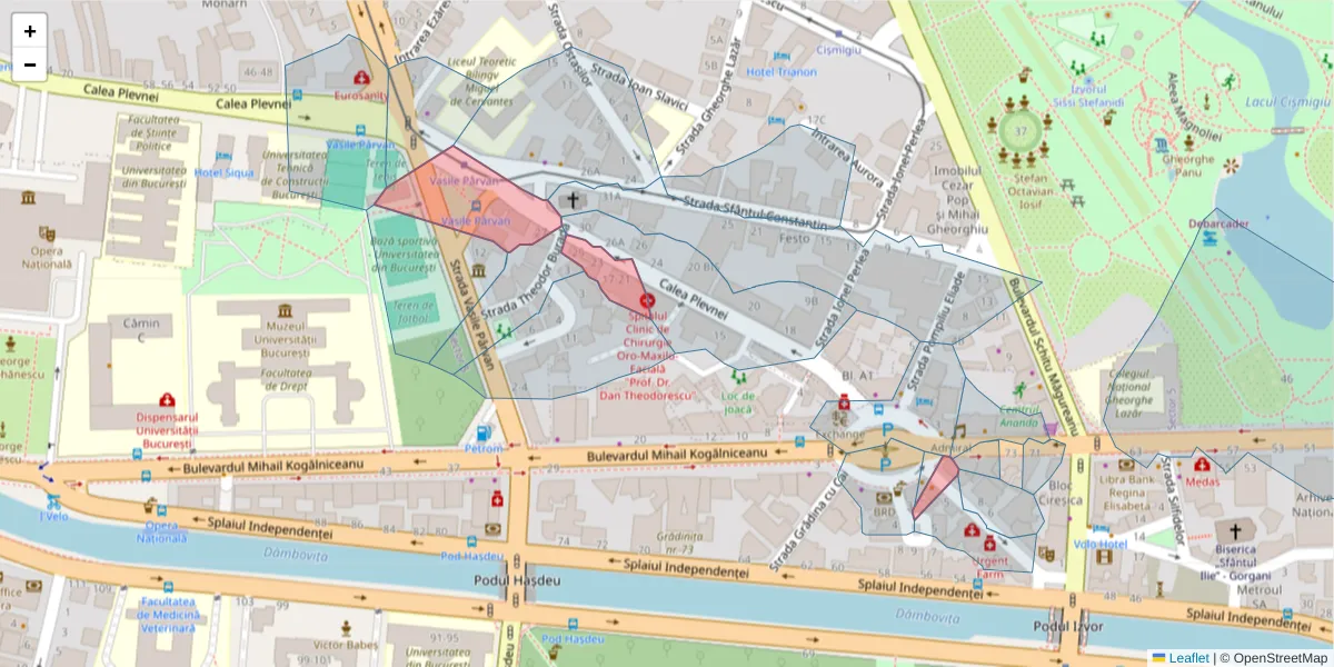 Hartă a codului poștal  și a codurilor poștale învecinate