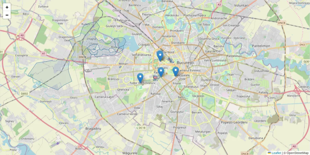 Hartă a codului poștal  și a codurilor poștale învecinate