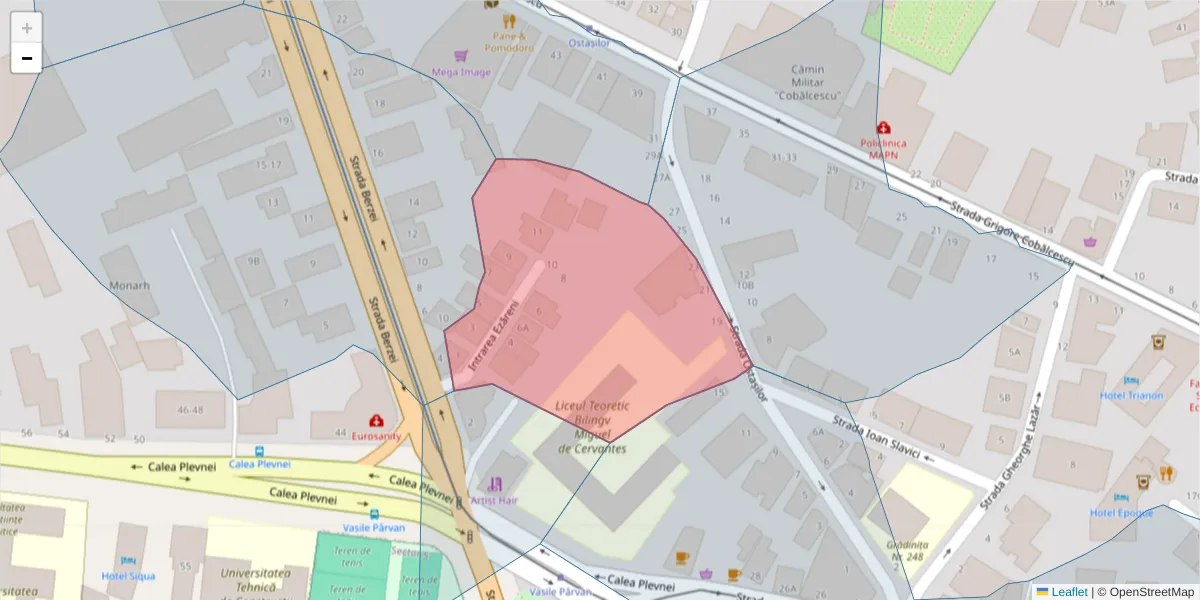 Hartă a codului poștal  și a codurilor poștale învecinate