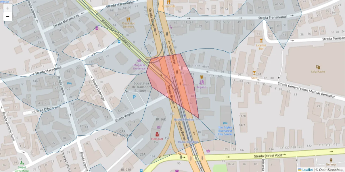 Hartă a codului poștal  și a codurilor poștale învecinate