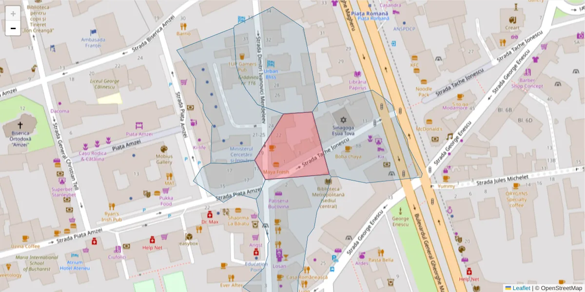 Hartă a codului poștal  și a codurilor poștale învecinate