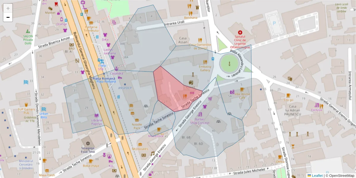 Hartă a codului poștal  și a codurilor poștale învecinate