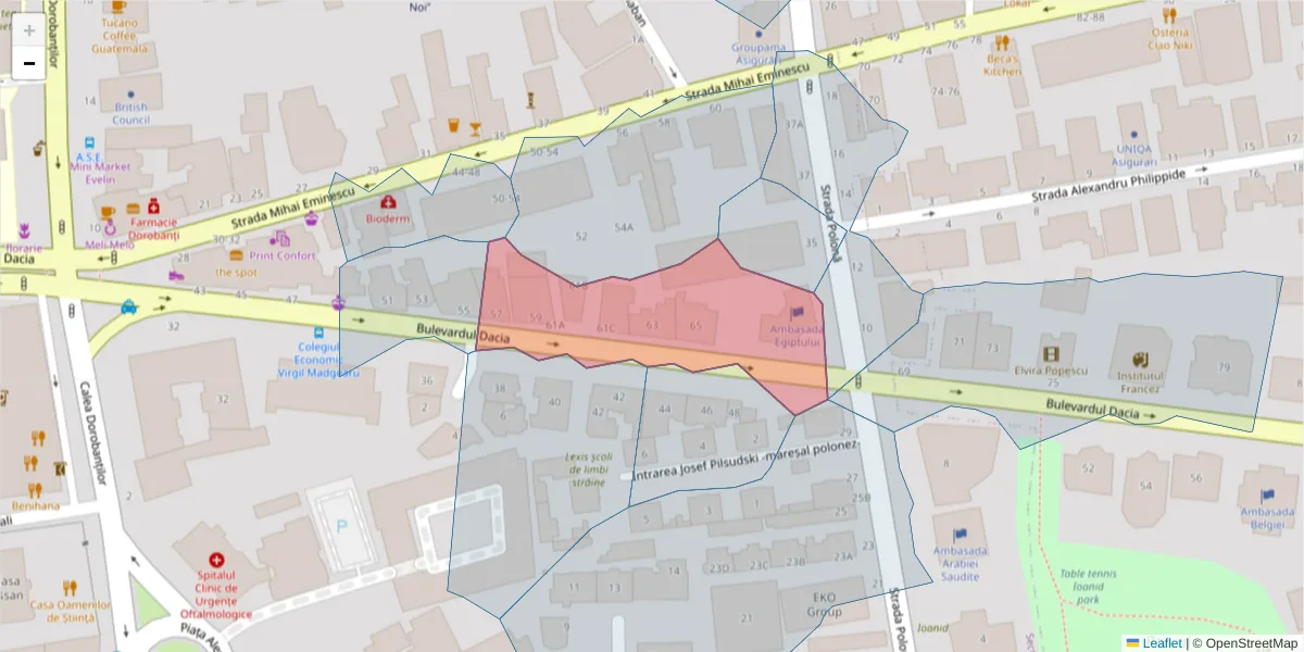 Hartă a codului poștal  și a codurilor poștale învecinate