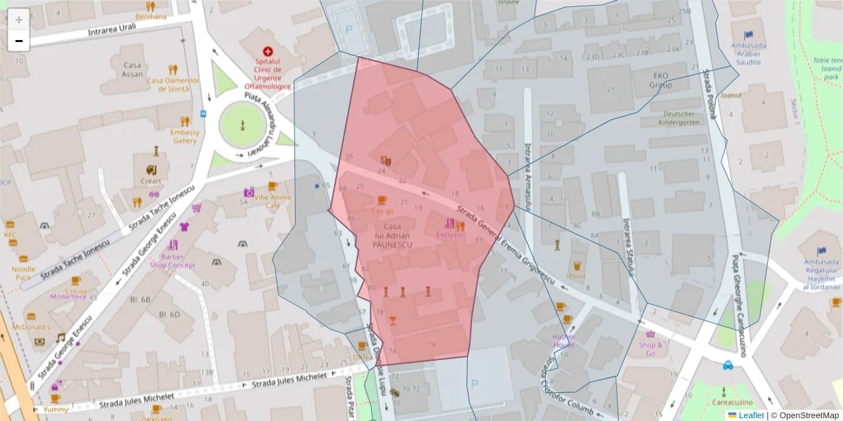 Hartă a codului poștal  și a codurilor poștale învecinate