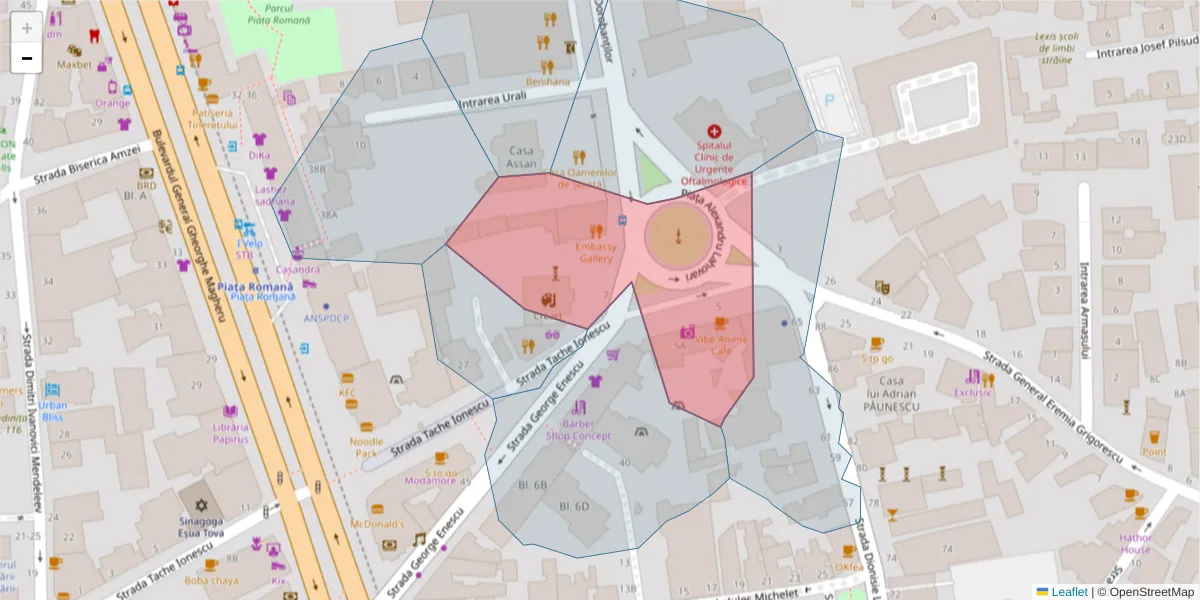 Hartă a codului poștal  și a codurilor poștale învecinate
