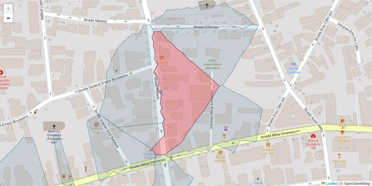 Hartă a codului poștal  și a codurilor poștale învecinate