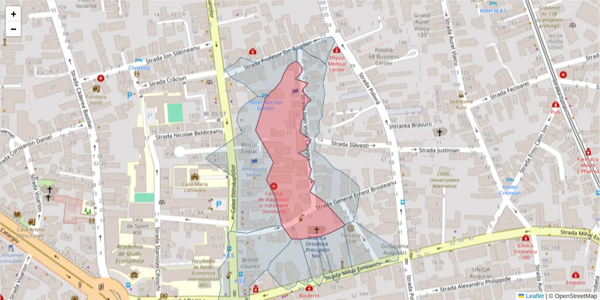 Hartă a codului poștal  și a codurilor poștale învecinate