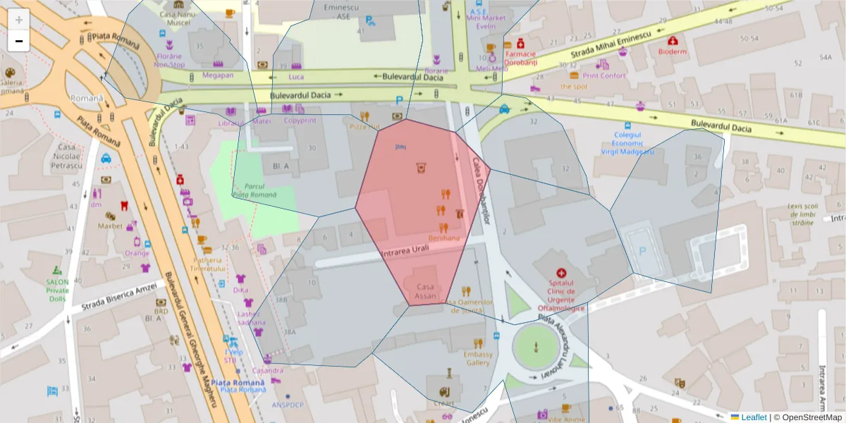 Hartă a codului poștal  și a codurilor poștale învecinate