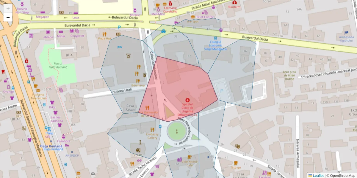 Hartă a codului poștal  și a codurilor poștale învecinate