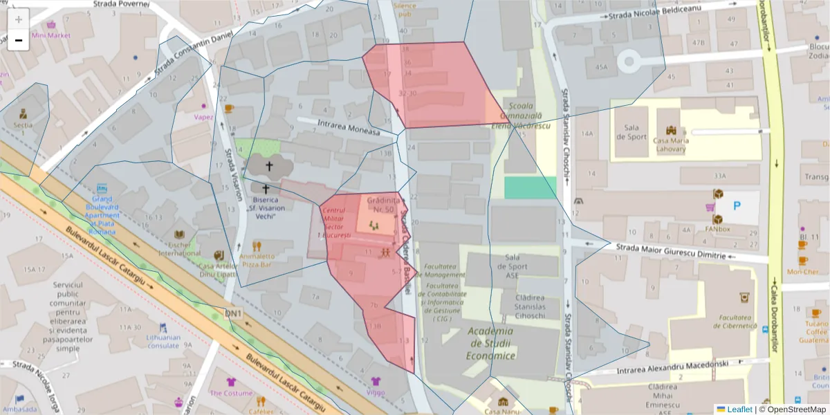 Hartă a codului poștal  și a codurilor poștale învecinate