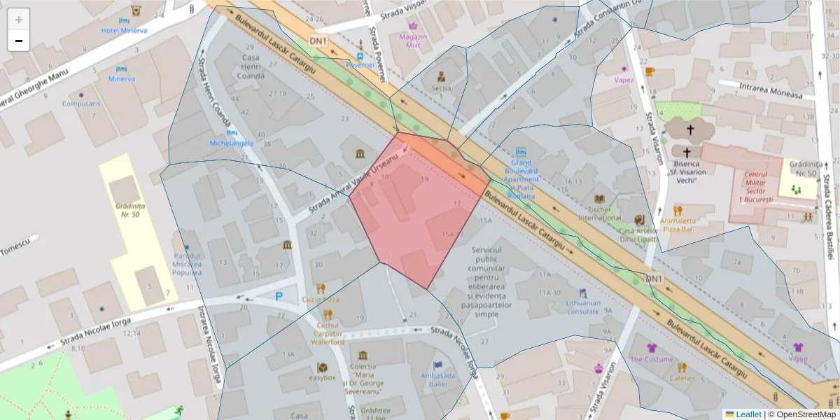 Hartă a codului poștal  și a codurilor poștale învecinate