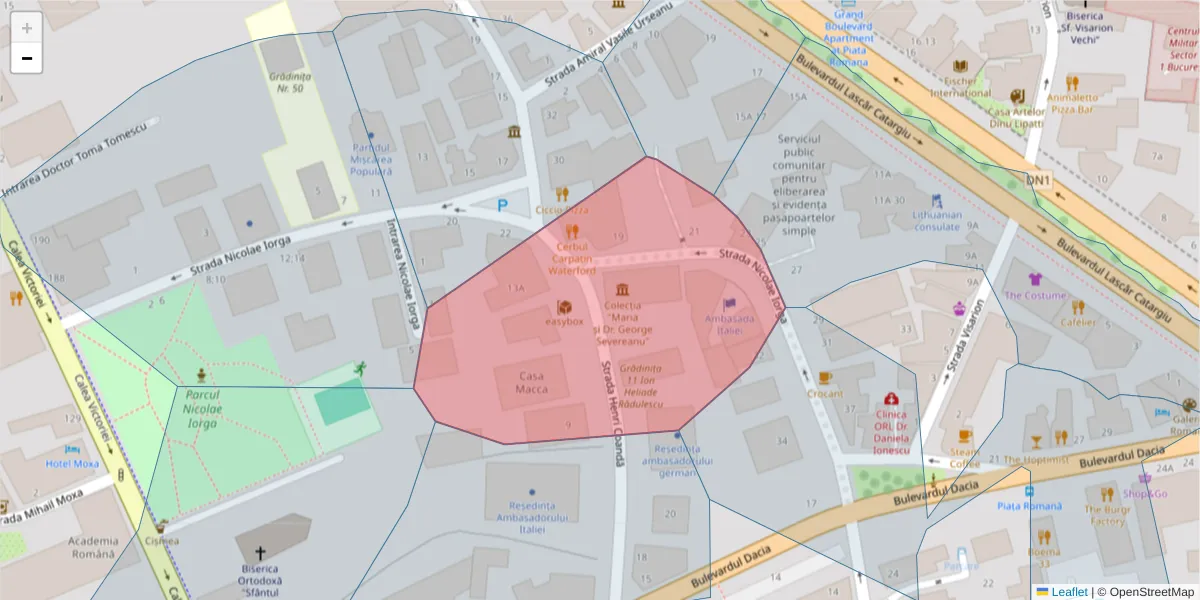 Hartă a codului poștal  și a codurilor poștale învecinate