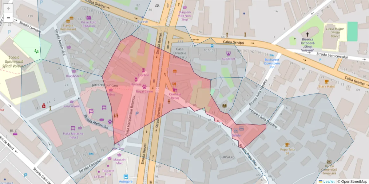 Hartă a codului poștal  și a codurilor poștale învecinate