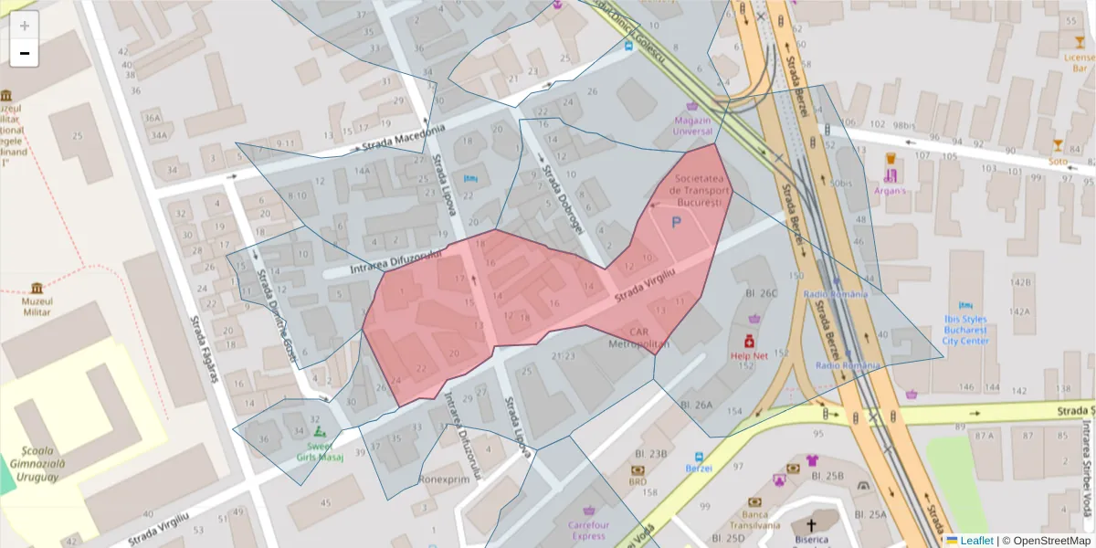 Hartă a codului poștal  și a codurilor poștale învecinate