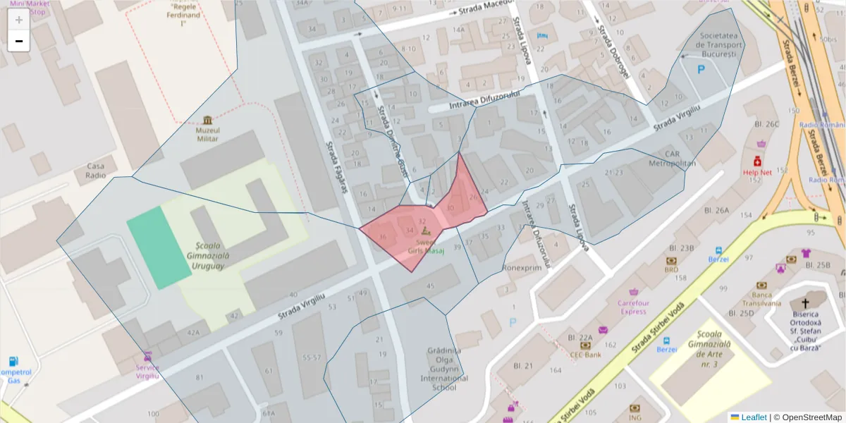 Hartă a codului poștal  și a codurilor poștale învecinate