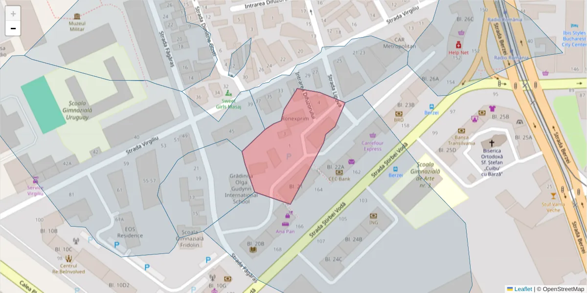 Hartă a codului poștal  și a codurilor poștale învecinate