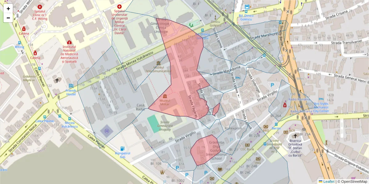 Hartă a codului poștal  și a codurilor poștale învecinate