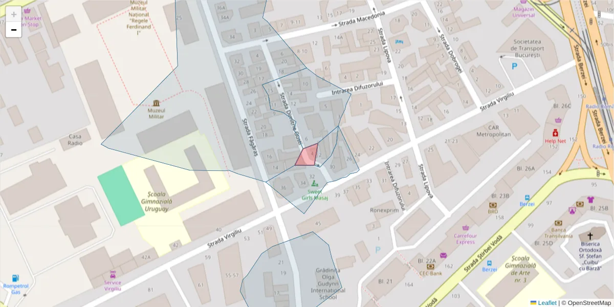 Hartă a codului poștal  și a codurilor poștale învecinate