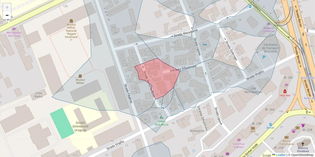 Hartă a codului poștal  și a codurilor poștale învecinate