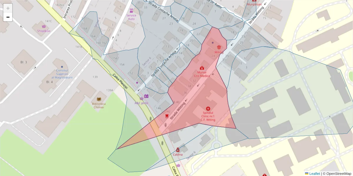 Hartă a codului poștal  și a codurilor poștale învecinate