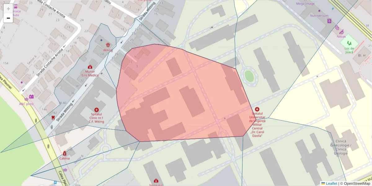 Hartă a codului poștal  și a codurilor poștale învecinate