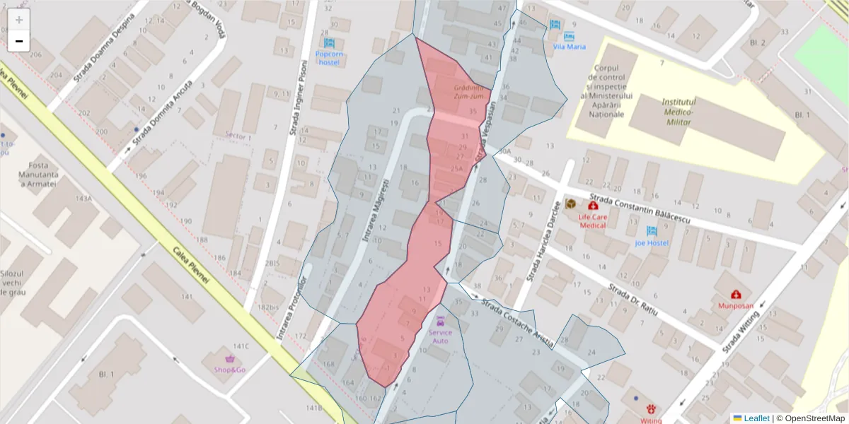 Hartă a codului poștal  și a codurilor poștale învecinate