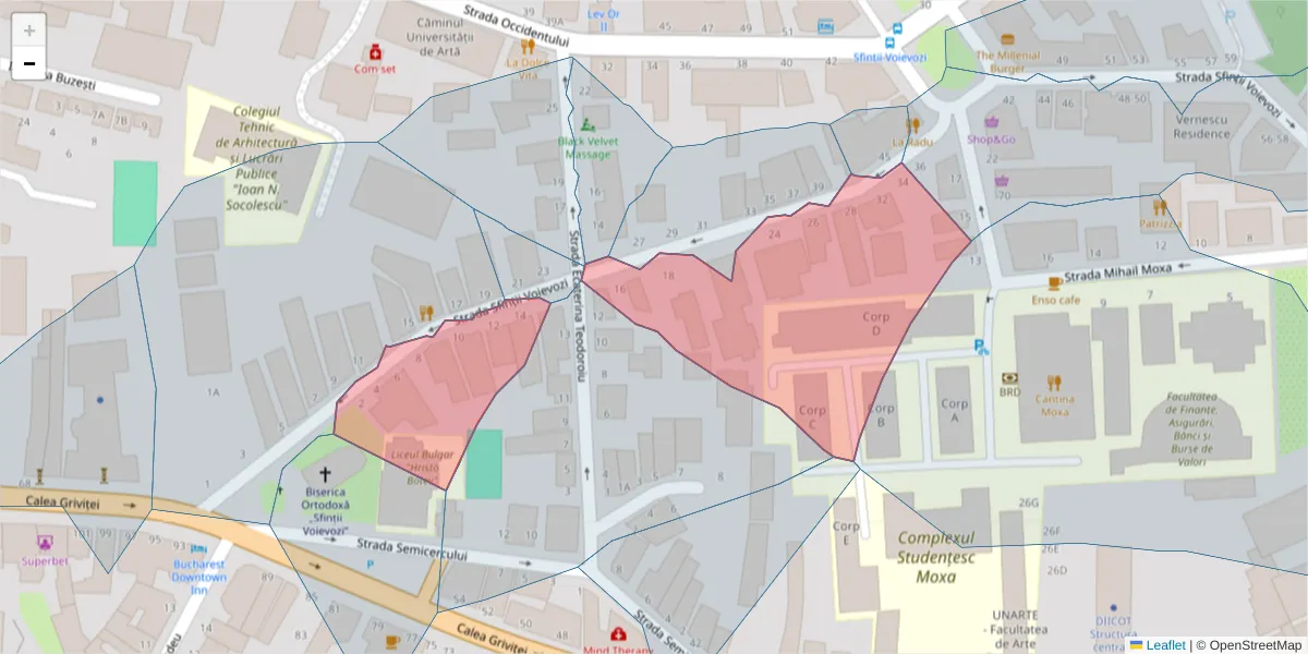 Hartă a codului poștal  și a codurilor poștale învecinate