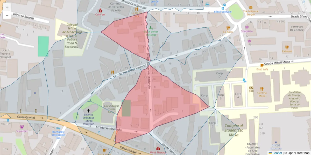 Hartă a codului poștal  și a codurilor poștale învecinate