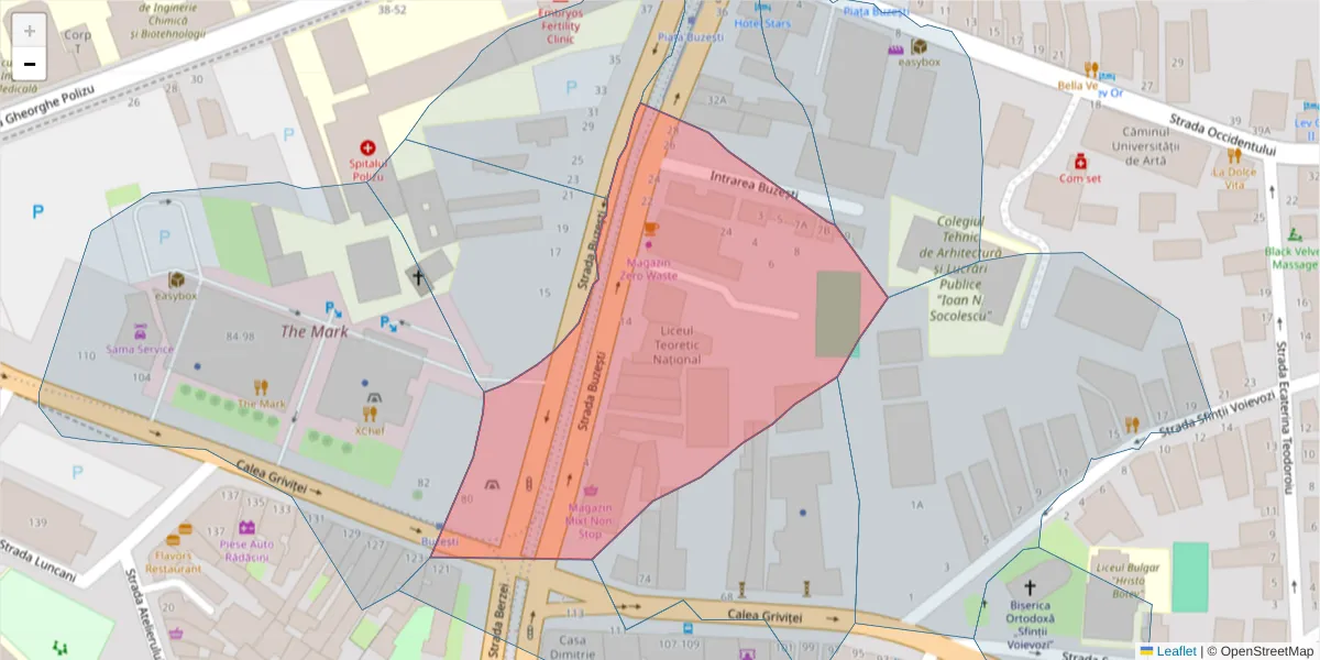 Hartă a codului poștal  și a codurilor poștale învecinate