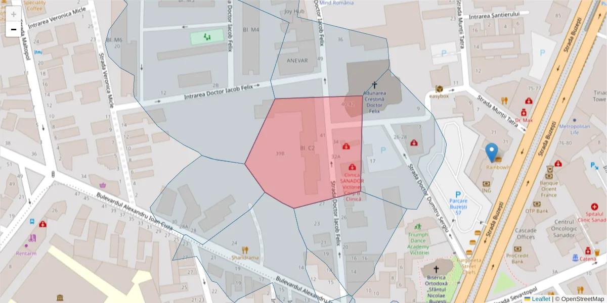 Hartă a codului poștal  și a codurilor poștale învecinate