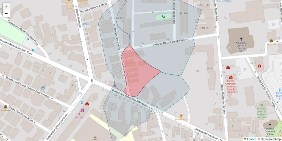 Hartă a codului poștal  și a codurilor poștale învecinate