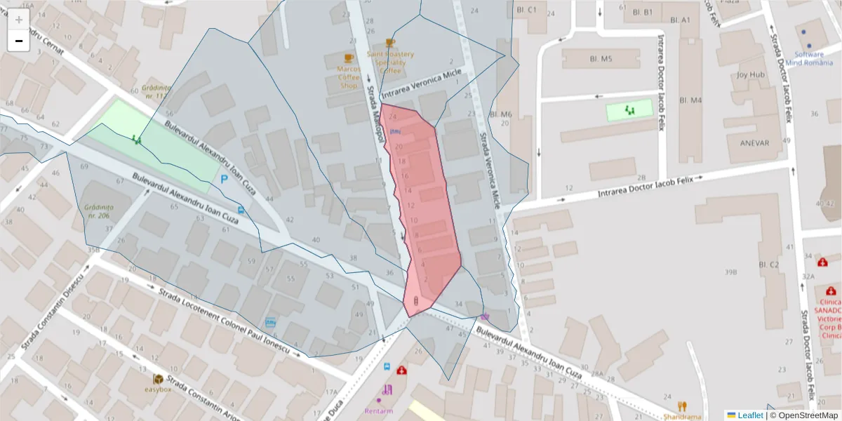 Hartă a codului poștal  și a codurilor poștale învecinate