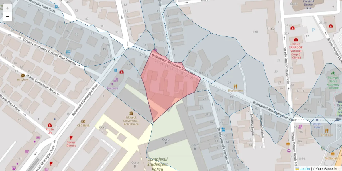 Hartă a codului poștal  și a codurilor poștale învecinate