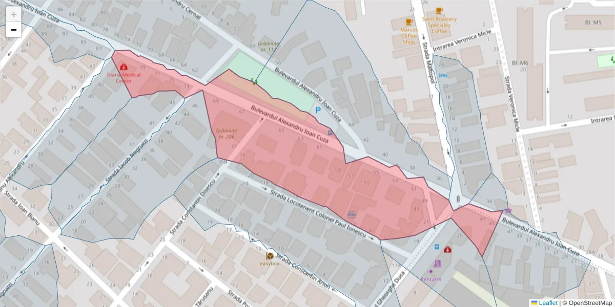 Hartă a codului poștal  și a codurilor poștale învecinate