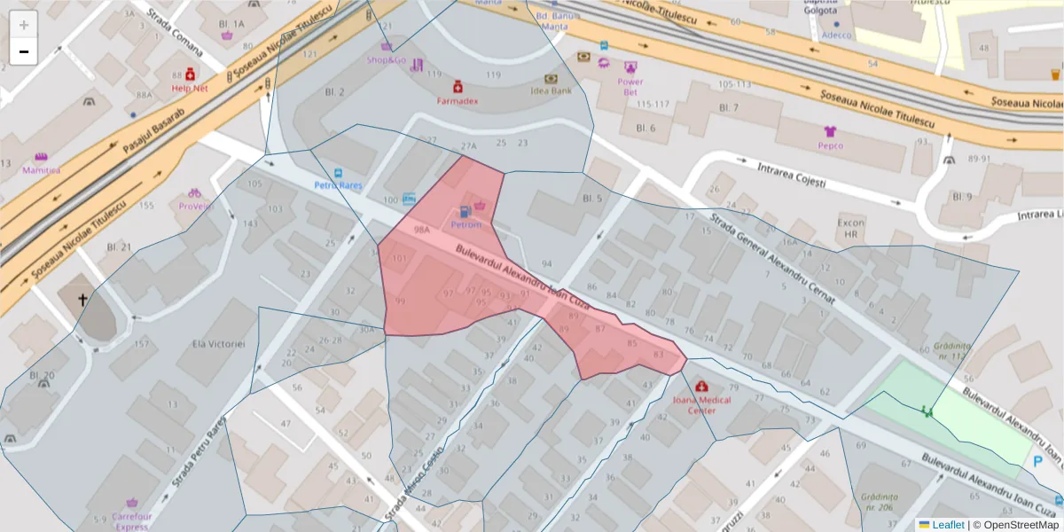 Hartă a codului poștal  și a codurilor poștale învecinate