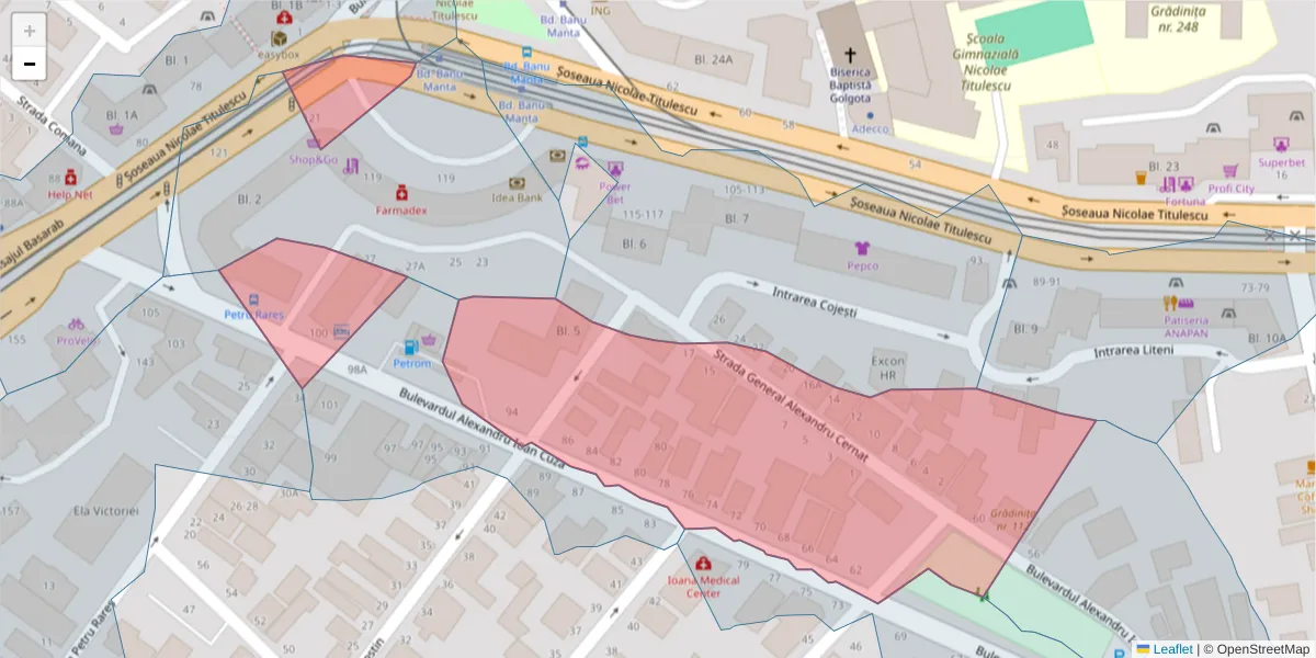 Hartă a codului poștal  și a codurilor poștale învecinate