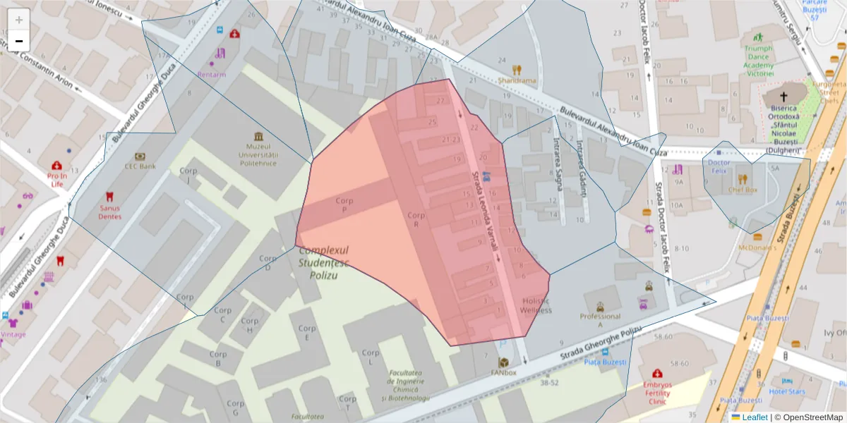 Hartă a codului poștal  și a codurilor poștale învecinate