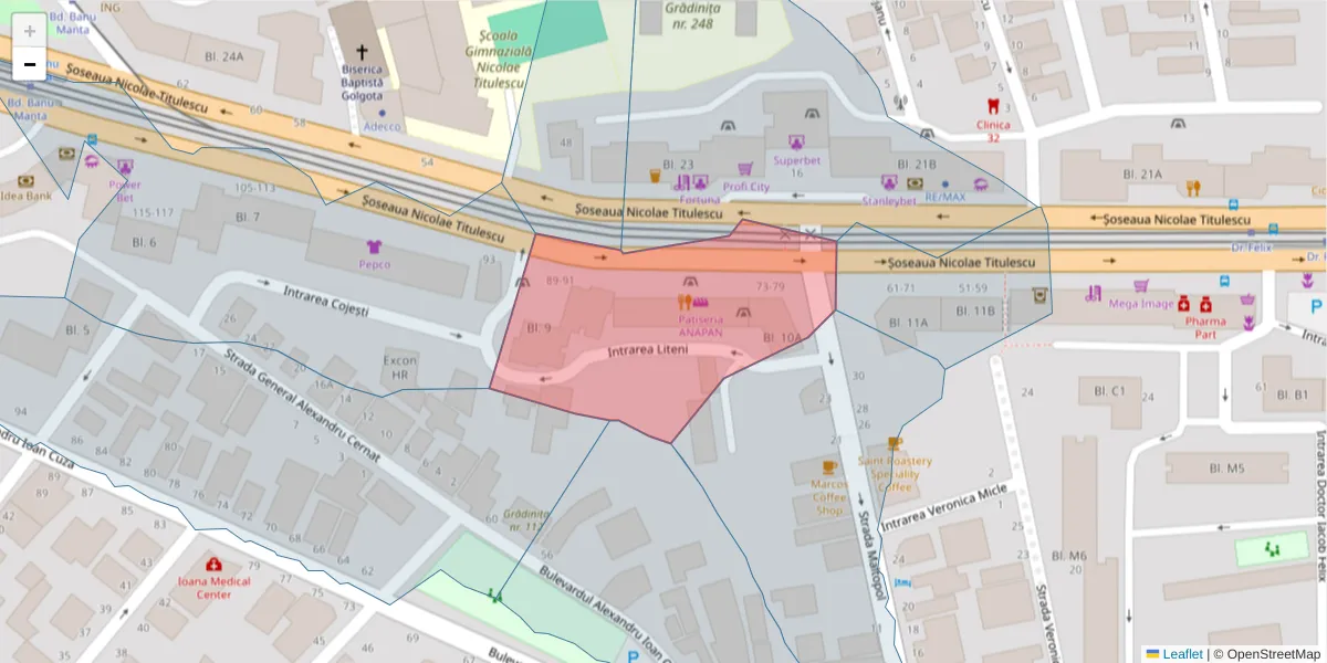 Hartă a codului poștal  și a codurilor poștale învecinate