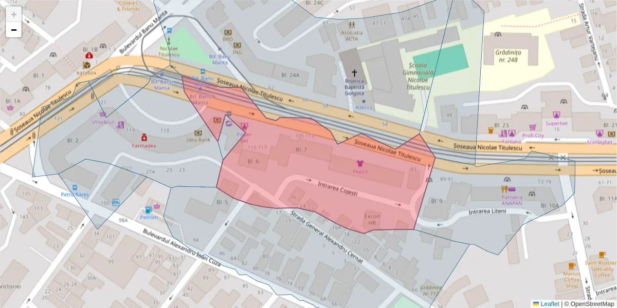 Hartă a codului poștal  și a codurilor poștale învecinate