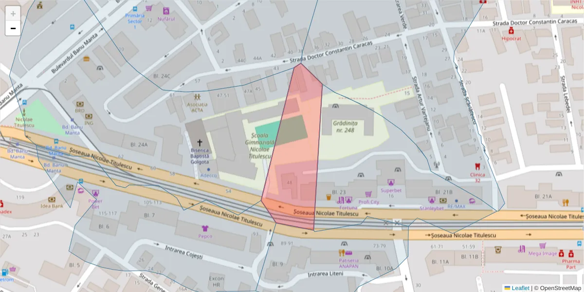 Hartă a codului poștal  și a codurilor poștale învecinate