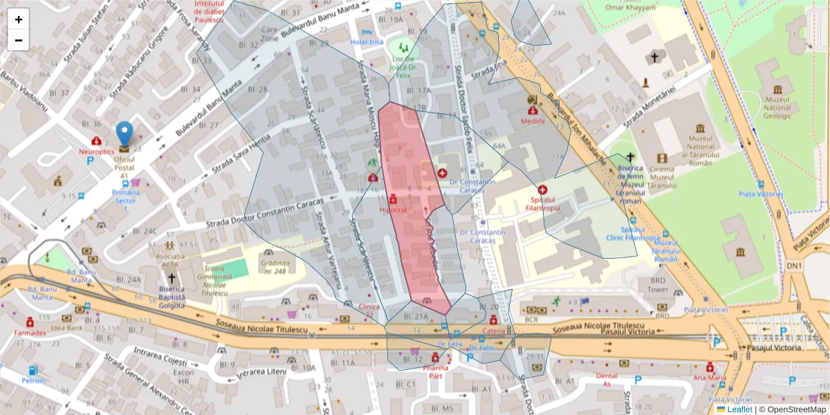 Hartă a codului poștal  și a codurilor poștale învecinate