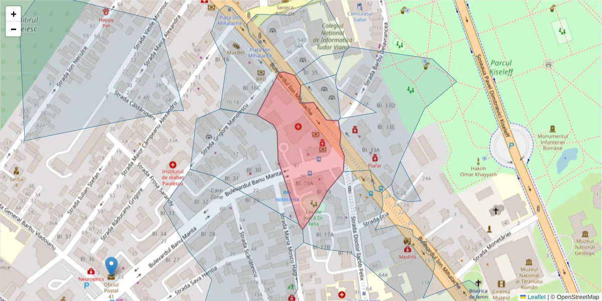 Hartă a codului poștal  și a codurilor poștale învecinate