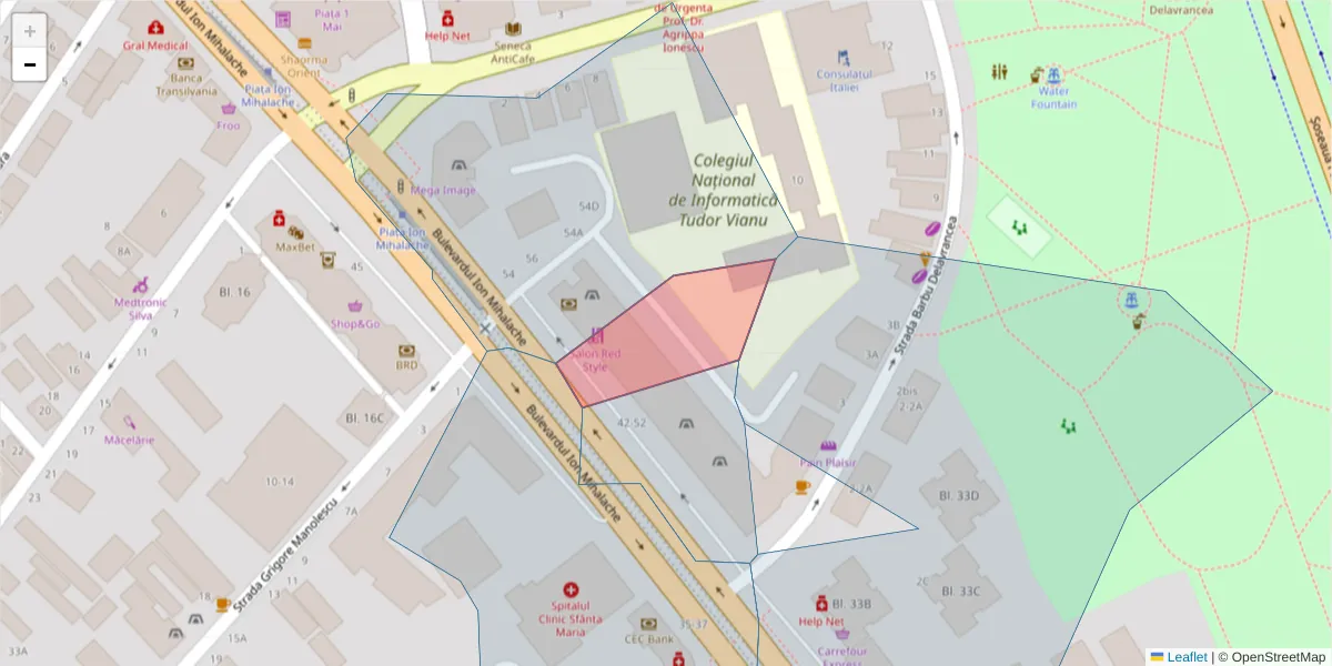 Hartă a codului poștal  și a codurilor poștale învecinate