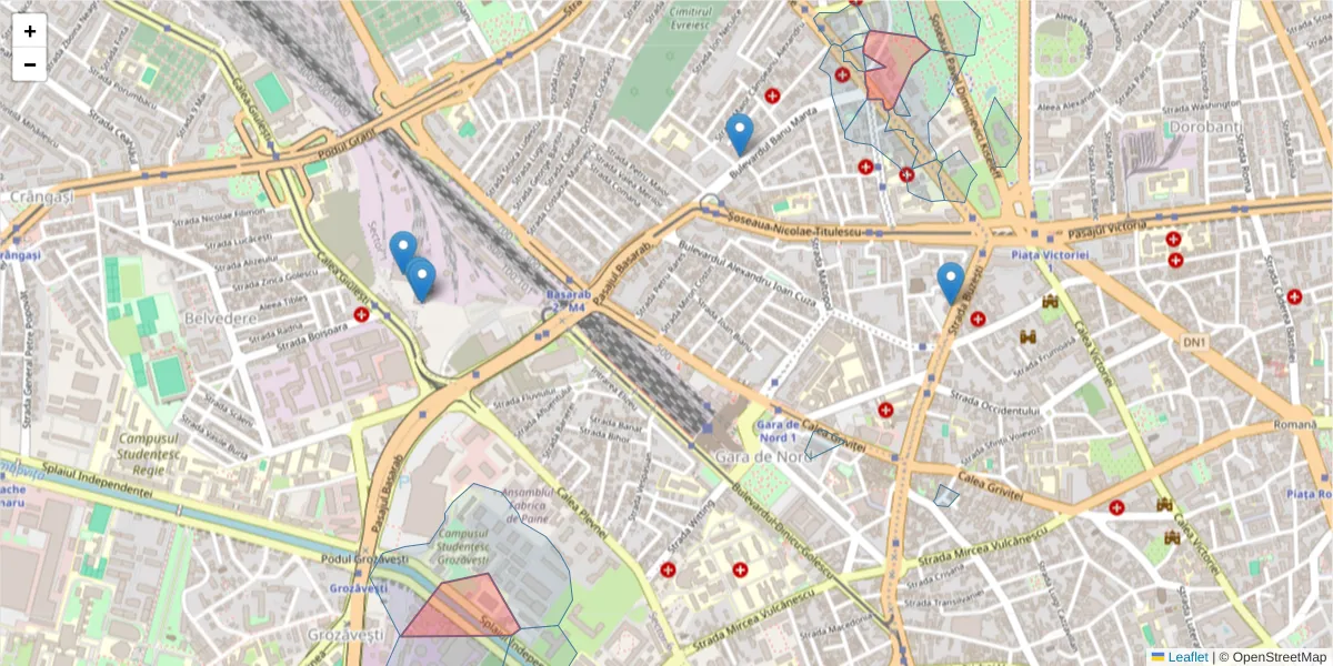 Hartă a codului poștal  și a codurilor poștale învecinate